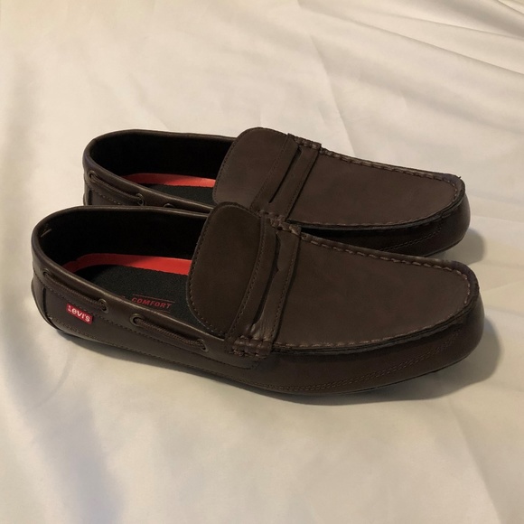 NIB Levi's Pierce Burnish Dark Brown Loafer Shoes - Picture 1 of 4